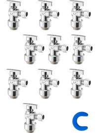 VEVOR 10 Pack Angle Stop Valve, Push-to-Connect Water Shut Off Valve 1/2