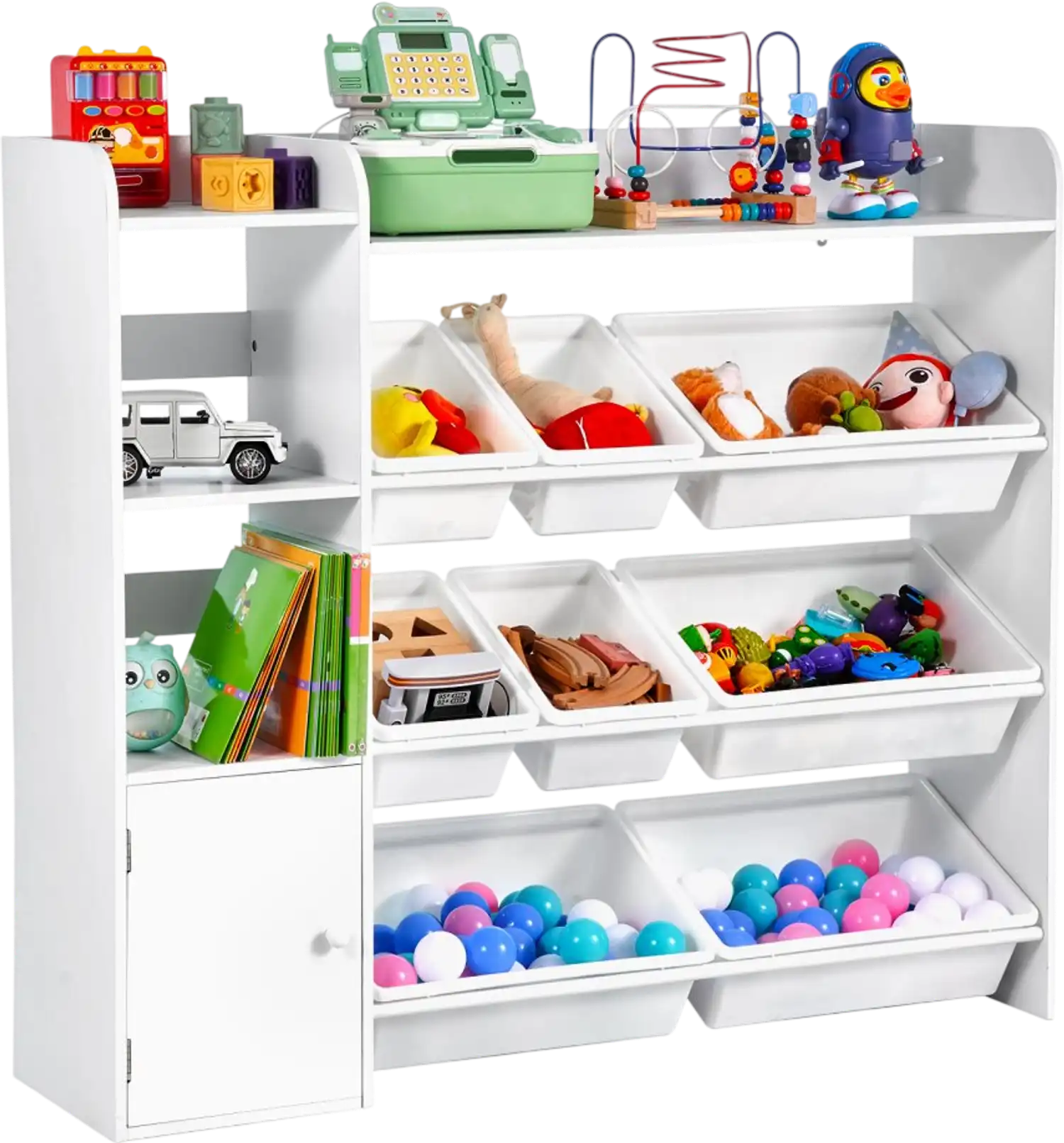 Vevor Toy Organizer Kids 4-Tier Storage with 8 Flexible Plastic Bins White New
