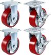 VEVOR 4 Pack 6 x 2 Inch Caster Wheels 2 Rigid and 2 Swivel Casters with Side Brake Polyurethane Iron Core Plate 1000LBS Capacity Per Wheel