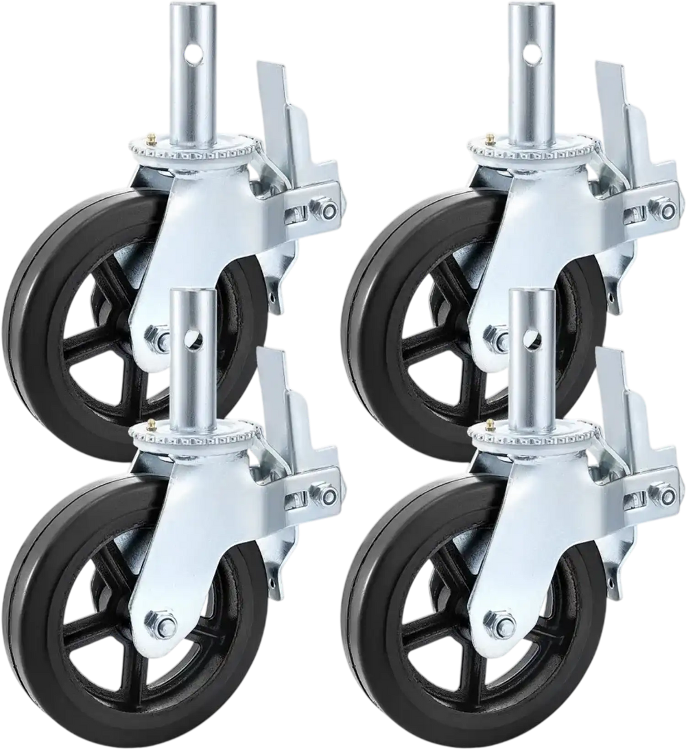 VEVOR 4 Pack 8 Inch Iron Core Polyurethane Swivel Caster With Dual Locking Brake Adjustable Legs 1100LBS Capacity per Wheel