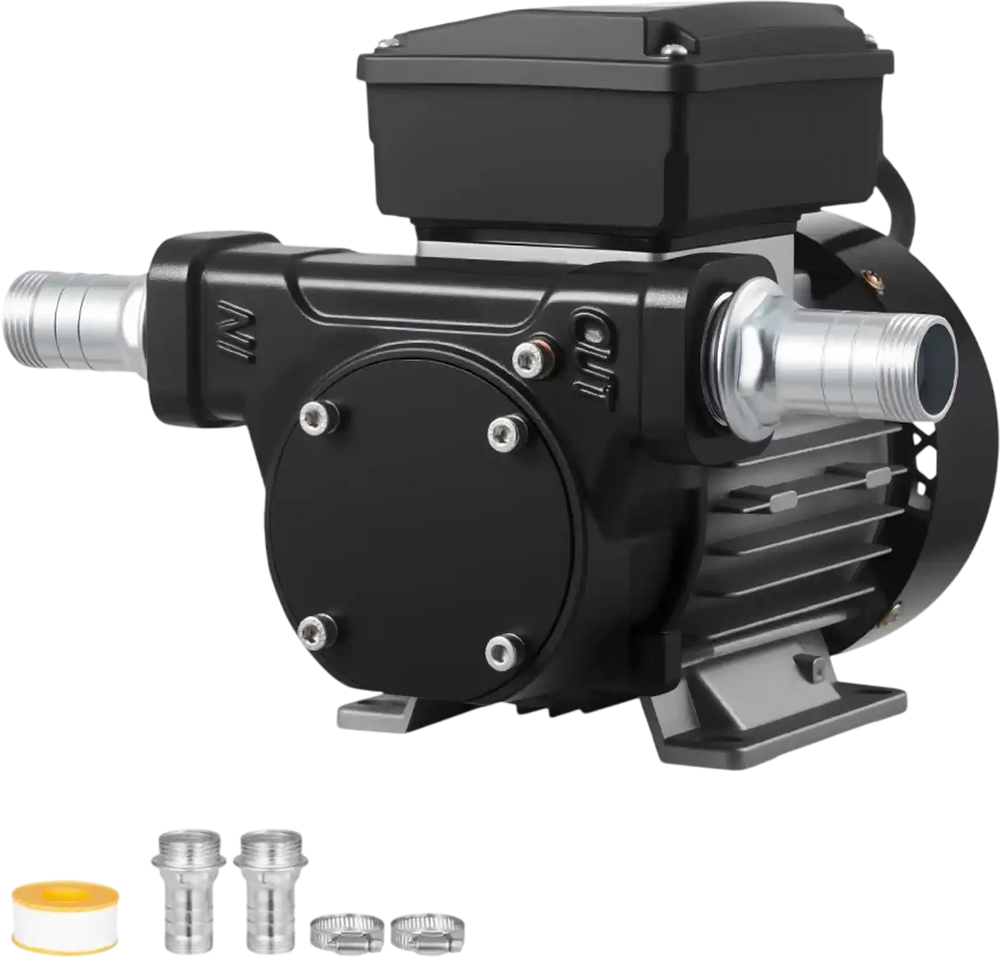 VEVOR Oil Transfer Pump 110V, 16 GPM 60 L/min, AC Electric Fuel Transfer Pump for Diesel Kerosene Biodiesel, 8 ft/2.4 m Max Suction Lift, 45 ft/13.7 m Max Lift, for Vehicles, Construction Sites, Farms