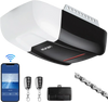 VEVOR Garage Door Opener 3/4 HP Heavy Duty Chain Drive WiFi Smart Opener, for Residential Garage, Includes Durable Rail, 3 Remotes, Smartphone App Control, Obstacle Sensor & LED Light, Black & White