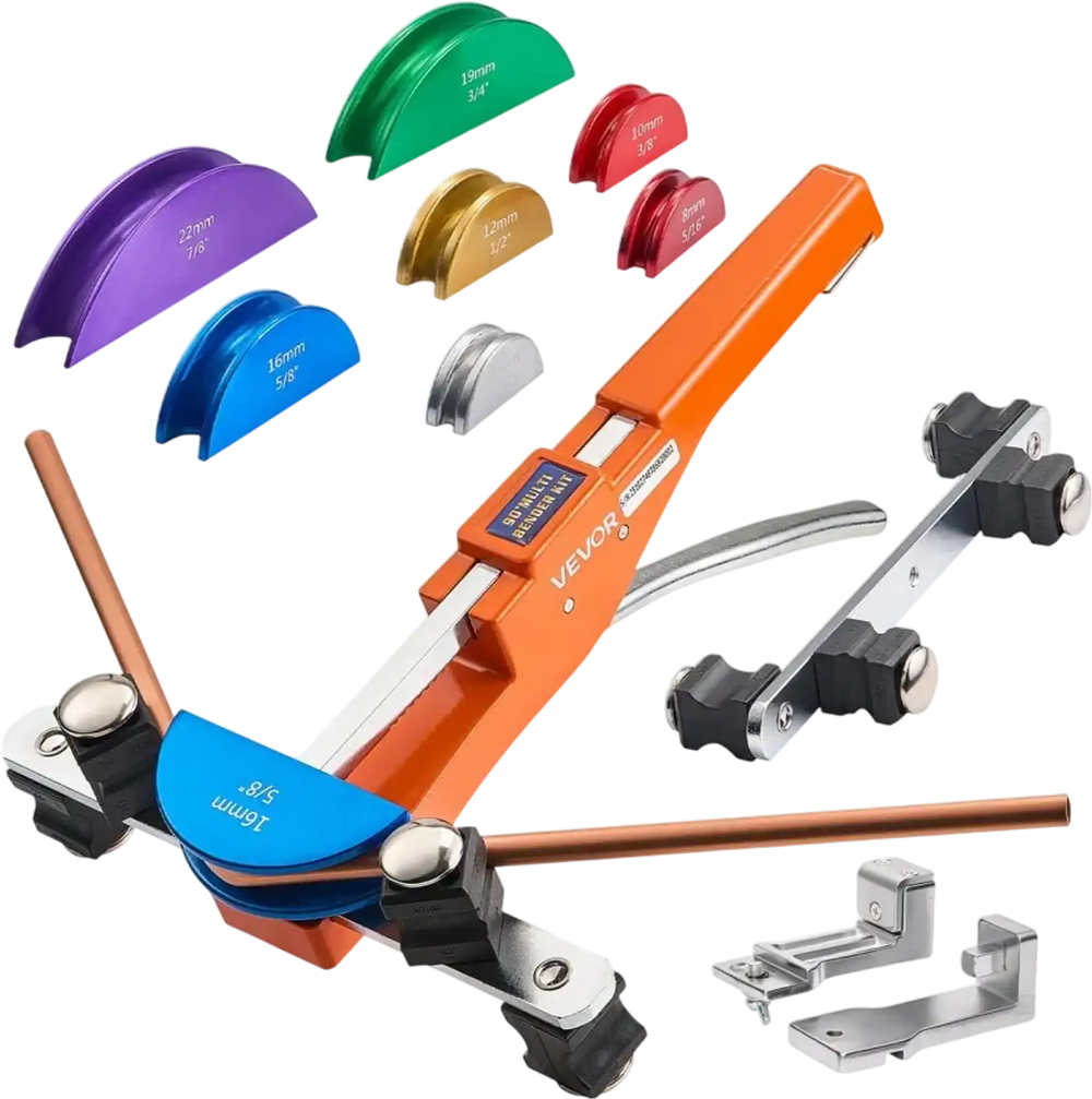 VEVOR Tubing Bender Kit, 1/4 to 7/8 Inch, Compact Ratcheting Tube Pipe Bender, Forward/Reverse Hand Bending Tool, with 7 Color Aluminium Alloy Dies, for Copper HVAC Air Conditioning Refrigeration