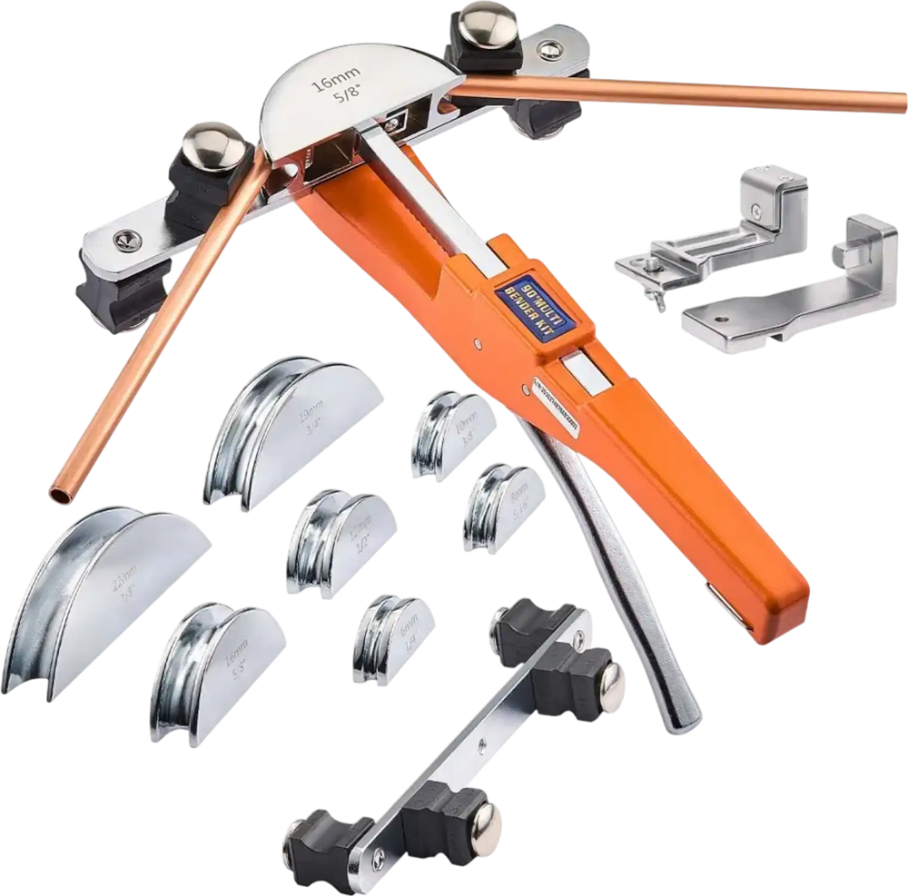 VEVOR Tubing Bender Kit, 1/4 to 7/8 Inch, Compact Ratcheting Tube Pipe Bender, Forward/Reverse Hand Bending Tool, with 7 Aluminium Alloy Dies, for Copper HVAC Air Conditioning Refrigeration Repair