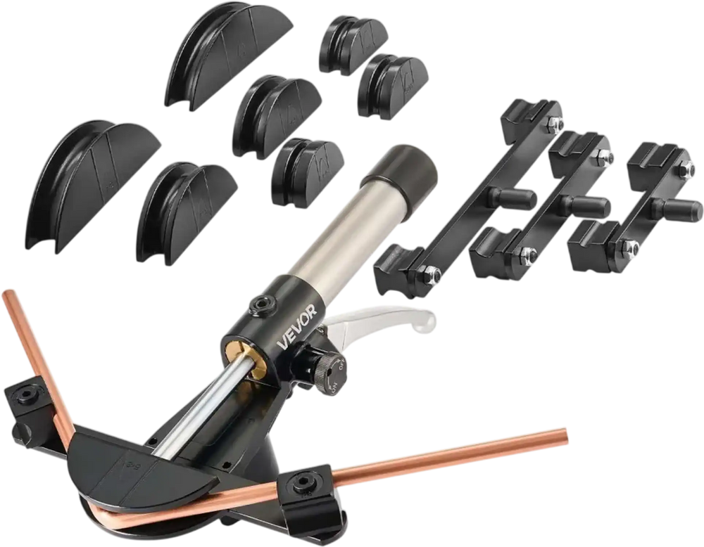 VEVOR Hydraulic Tubing Bender Kit, 1/4 to 7/8 Inch, Copper Tube Pipe Bender, HVAC Bending Tool Set, 90° Bend, with 7 Aluminium Alloy Dies, for HVAC Air Conditioning Refrigeration Automotive Repair