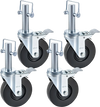 4 Pack 5" Heavy Duty Scaffolding Rubber Swivel Caster With Dual Locking 1" Solid Round Stem 280LBS Capacity Per Wheel