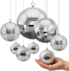 VEVOR Mirror Disco Ball 4" 6" 8" 12" 8-Pack Silver Balls with Hanging Ring, for Party Home Decoration Stage Props DJ Dance Club, 2 Mirror Tile Sizes, Reflects Light, Wedding Music and Birthday Decor