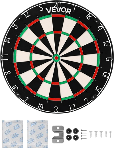 VEVOR Dart Board, High-Grade Self-Healing Sisal Fiber Dartboard with Staple-Free Bullseye, Blade Wire & Rotating Number Ring, 17.7