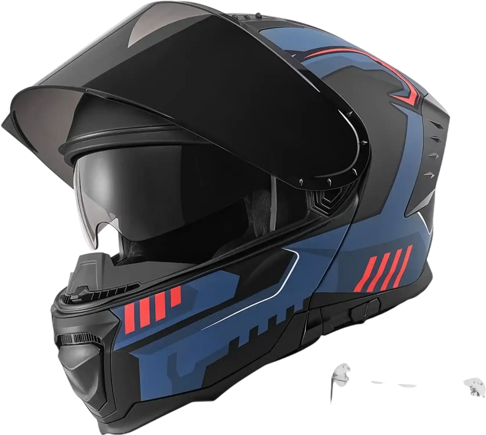 VEVOR Modular Motorcycle Helmet, Flip up Full Face Helmet with Dual Visor, Lightweight Comfortable Adult Motocross Street Bike Helmet for Men and Women - DOT & ECE Approved (L Size)