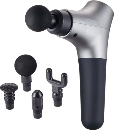 VEVOR Massage Gun Deep Tissue, Percussion Muscle Massage Gun for Athletes - with 6 Speed Levels & 4 Massage Heads, 12V 2500mAh Batteries, Handheld Mini Massage Gun for Pain Relief, Muscle Relaxation