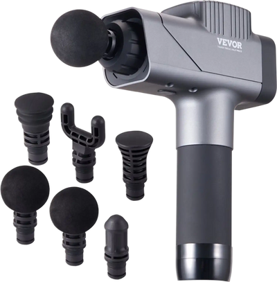 VEVOR Massage Gun Deep Tissue, Percussion Muscle Massager for Athletes - with 8 Speed Levels & 6 Massage Heads, 16V 2500mAh Batteries, Handheld Massage Gun for Pain Relief, Muscle Relaxation