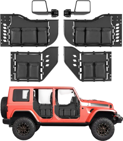 VEVOR Jeep Tube Doors, 4-Door, Compatible with 2018-2026 Jeep Wrangler JL & 2020-2026 Gladiator JT, Steel Off Road Front & Rear Tubular Half Doors with DOT Certified Side View Mirrors and Storage Bag