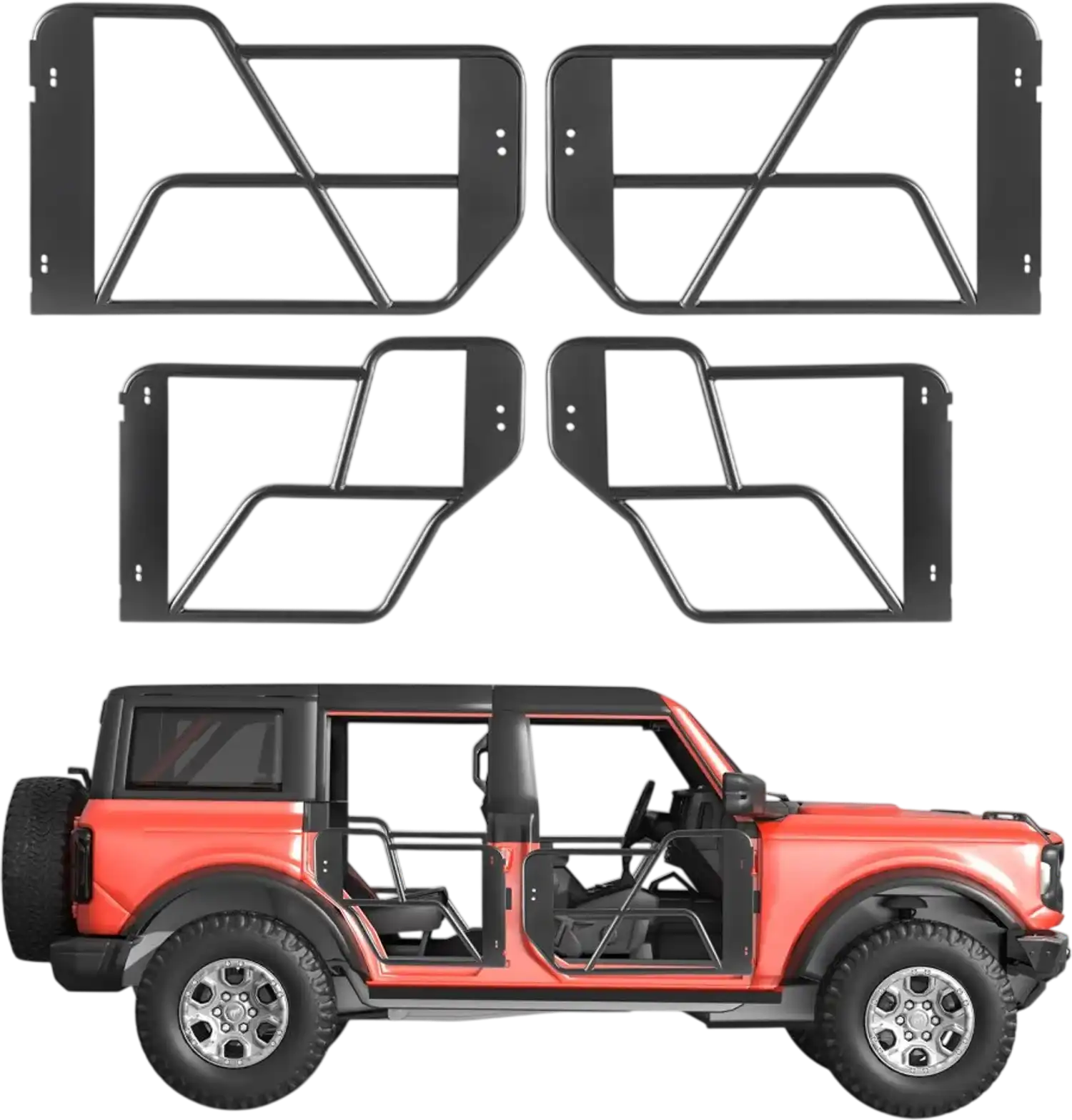 Vevor Tube Doors 4-Door Ford Bronco Front & Rear Tubular Half Doors New