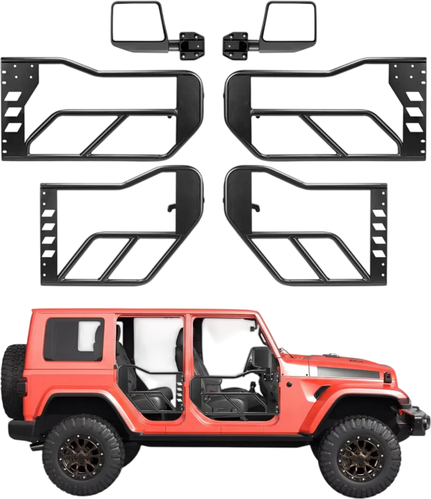 Vevor Tube Doors 4-Door Off-Road Front & Rear Tubular Half Doors for 2018-2026 Jeep Wrangler JL & 2020-2026 Gladiator JT New