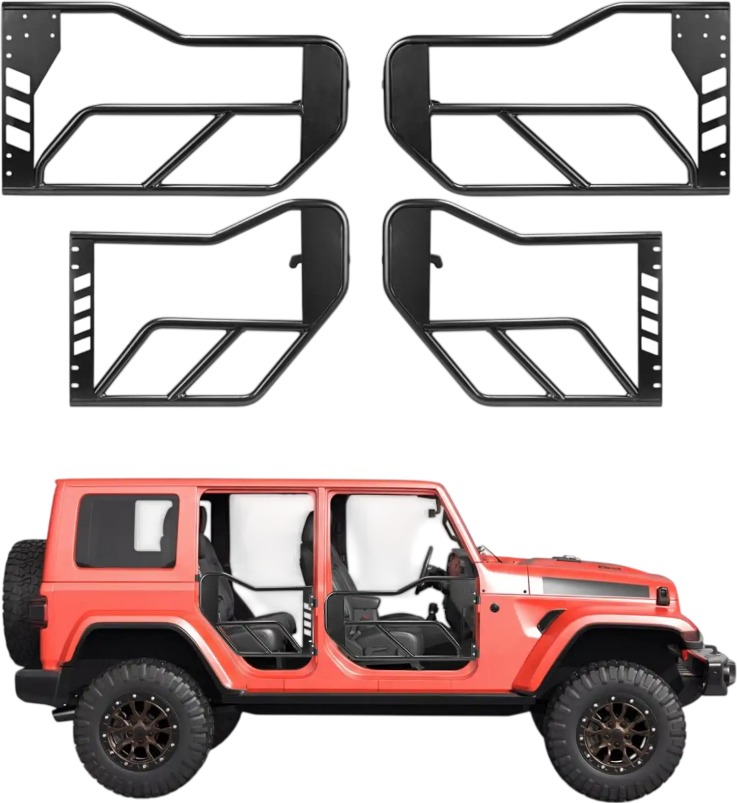 Vevor Jeep Tube Doors 4-Door Front & Rear Tubular Half Doors for 2018-2026 Wrangler JL Unlimited & 2020-2026 Gladiator JT New
