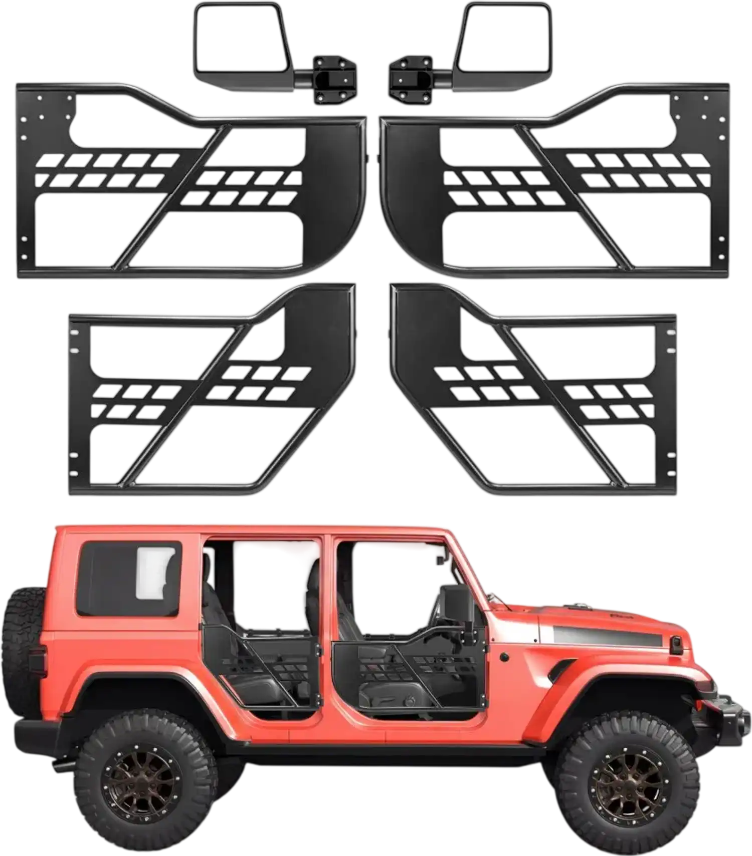 Vevor Jeep Tube Doors 4-Door Off-Road Front & Rear Tubular Half Doors for 2007-2018 Jeep Wrangler JK JKU Unlimited New