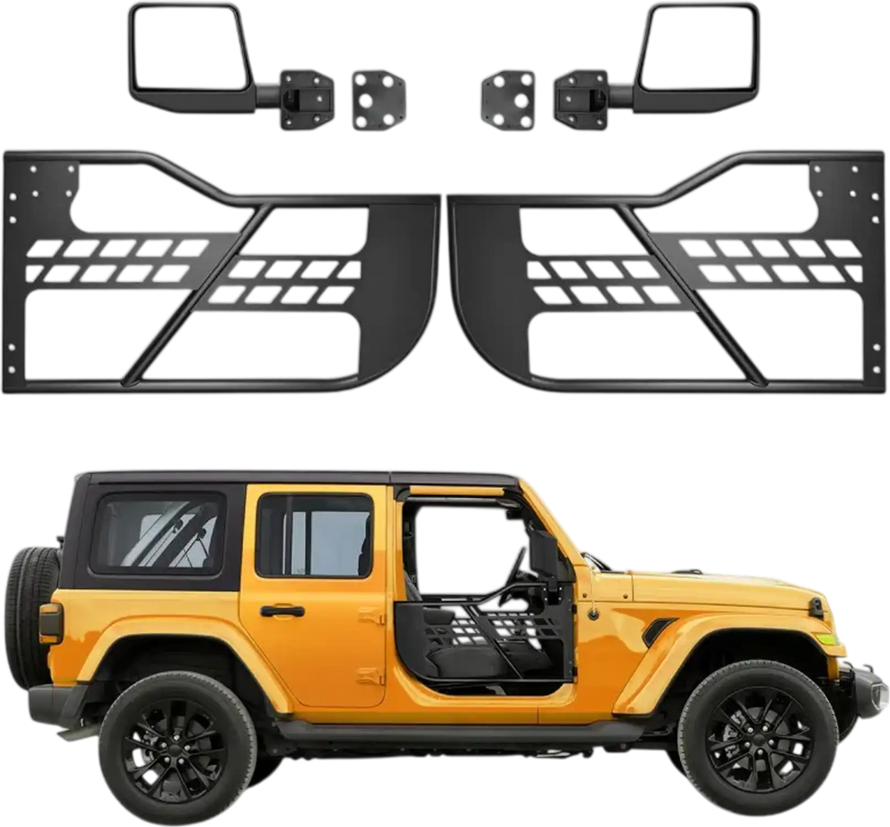VEVOR Jeep Tube Doors, 2-Door, Hunting Style Jeep Tubular Door with Heavy-Duty Hinges & OE Latch, Jeep Doors with Rear View Mirrors, Fit for 2018-2024 Jeep Wrangler JL & 2020-2024 Jeep Gladiator JT