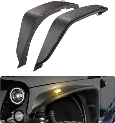 Vevor Fender Flares Jeep JK/JKU Front Wide-Body LED Wheel Flare Set New