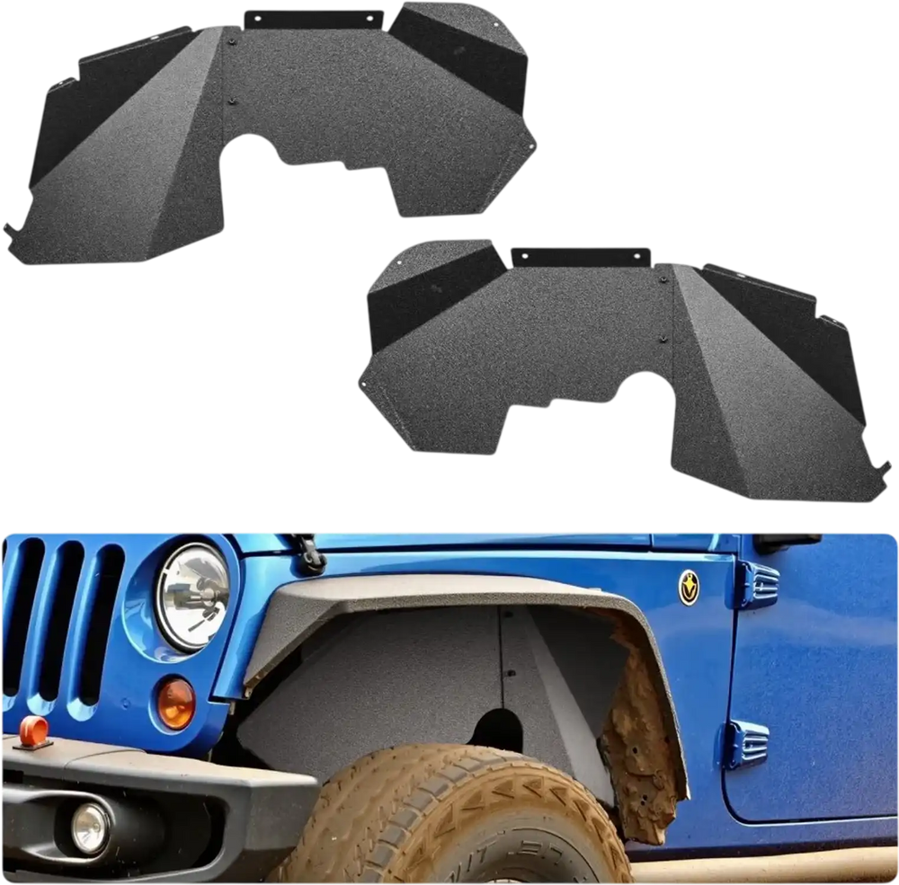 VEVOR Inner Fender Liner, Front Fender Liner Compatible with 2007-2018 Jeeps JK/JKU 2/4 Doors, Steel Mud Guards Bolt-on Style Fenders Flare, Wheel Well Cover Fenders Flare Liners, Scratch-Resistant