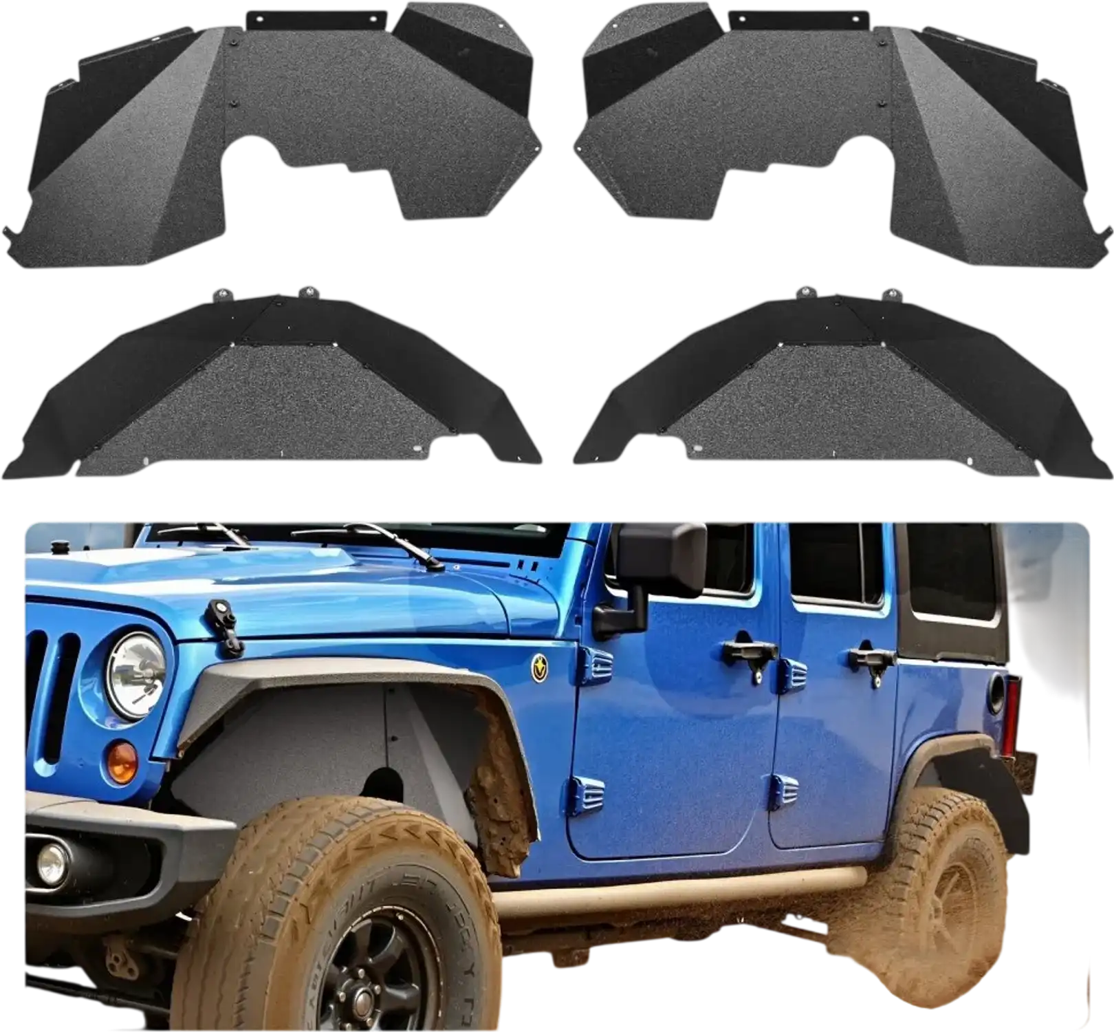 Vevor Fender Liner Jeep Wrangler JK/JKU Front & Rear Steel Inner Wheel Well Cover Set New