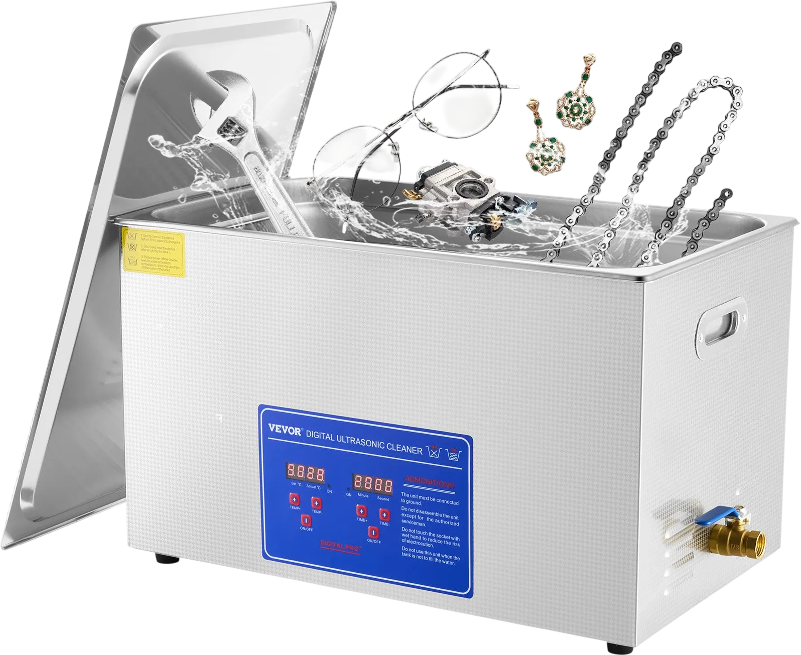 Vevor Ultrasonic Cleaner 27.2 L 40kHz with Digital Timer and Heater 600W New