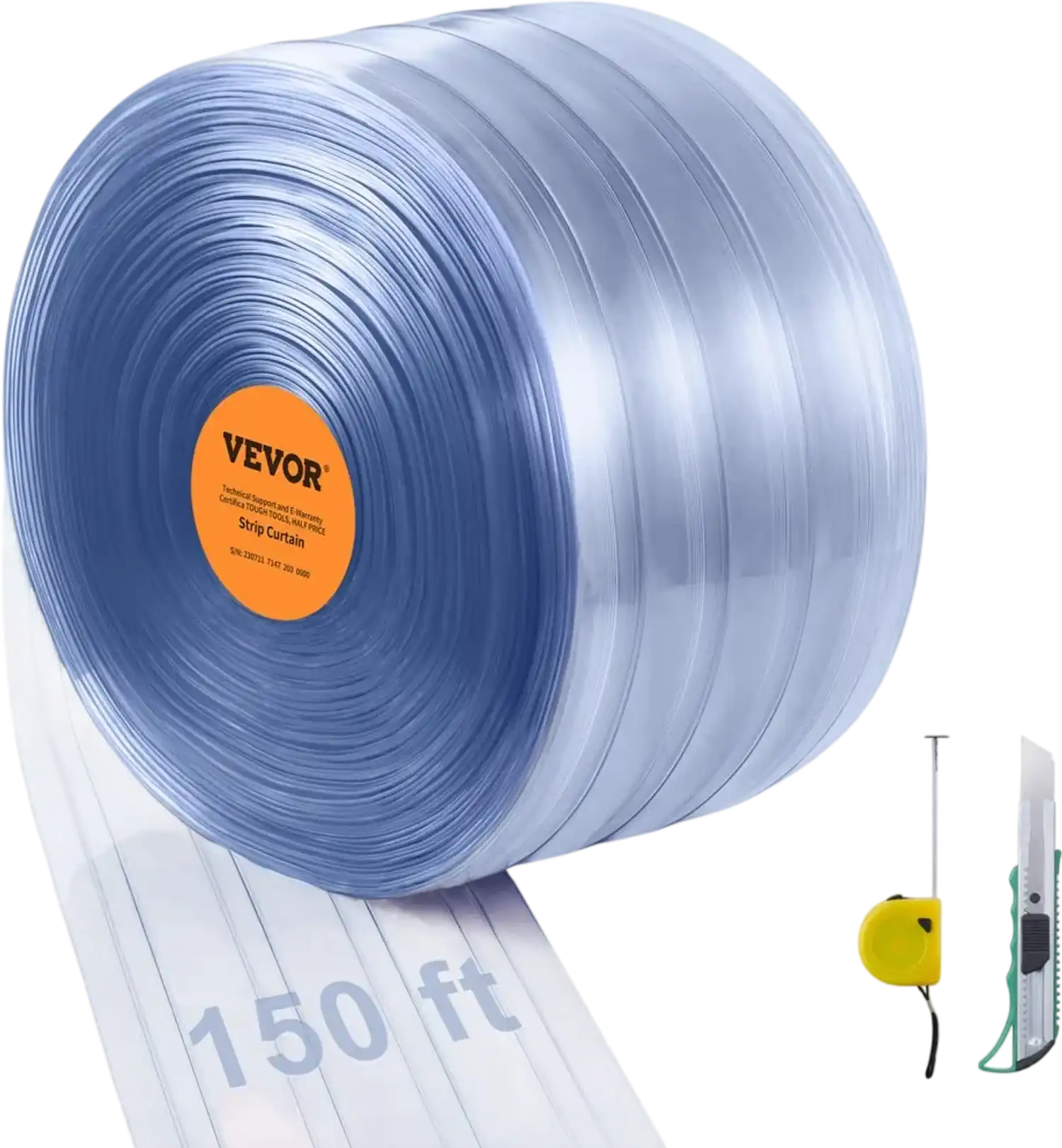 Vevor Strip Curtain Clear Ribbed PVC Door Strips 150' x 8