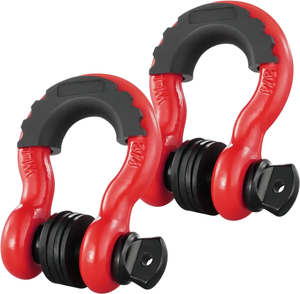VEVOR 3/4" D-Ring Shackle, 2 Pack Alloy Steel Shackles 62832 lbs (28.5 Ton) Break Strength with 7/8" Screw Pin, Isolators & Washers, Heavy Duty Off Road Vehicle Recovery Shackle for Jeep Truck, Red