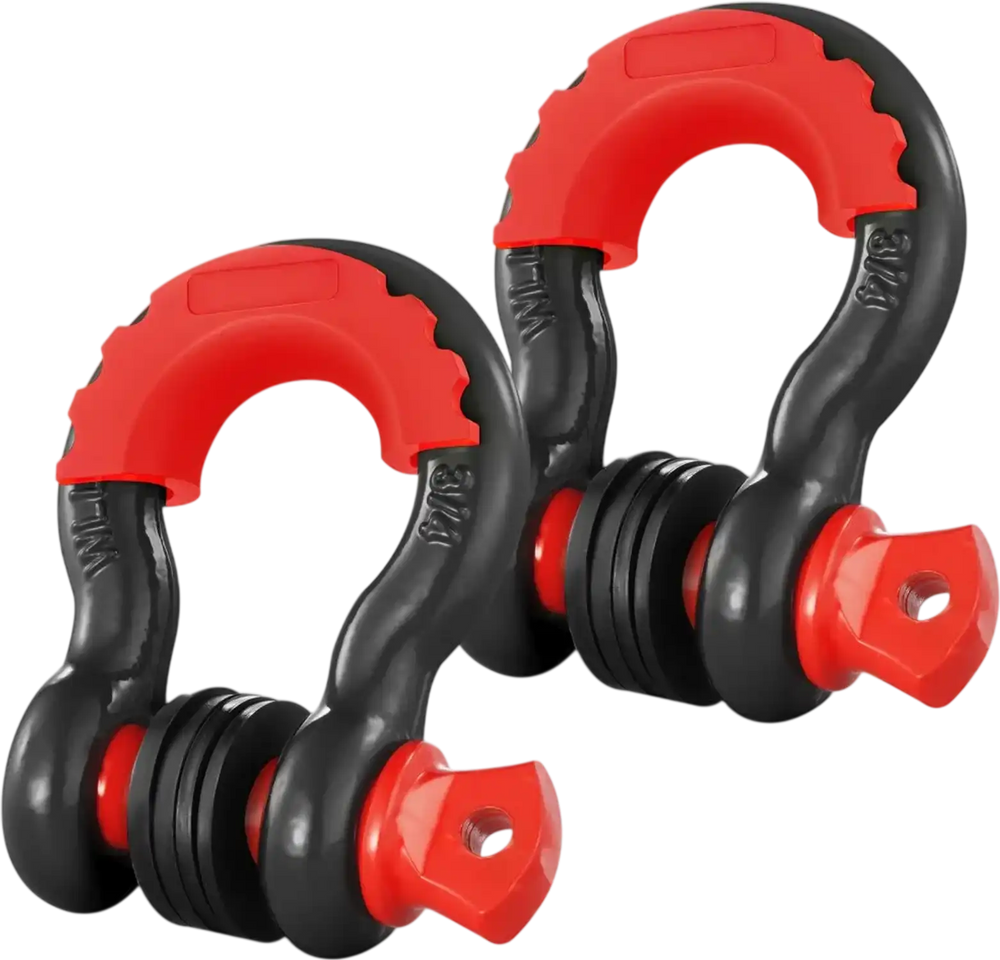 VEVOR 3/4" D-Ring Shackle, 2 Pack Alloy Steel Shackles 62832 lbs (28.5 Ton) Break Strength with 7/8" Screw Pin, Isolators & Washers, Heavy Duty Off Road Vehicle Recovery Shackle for Jeep Truck, Black