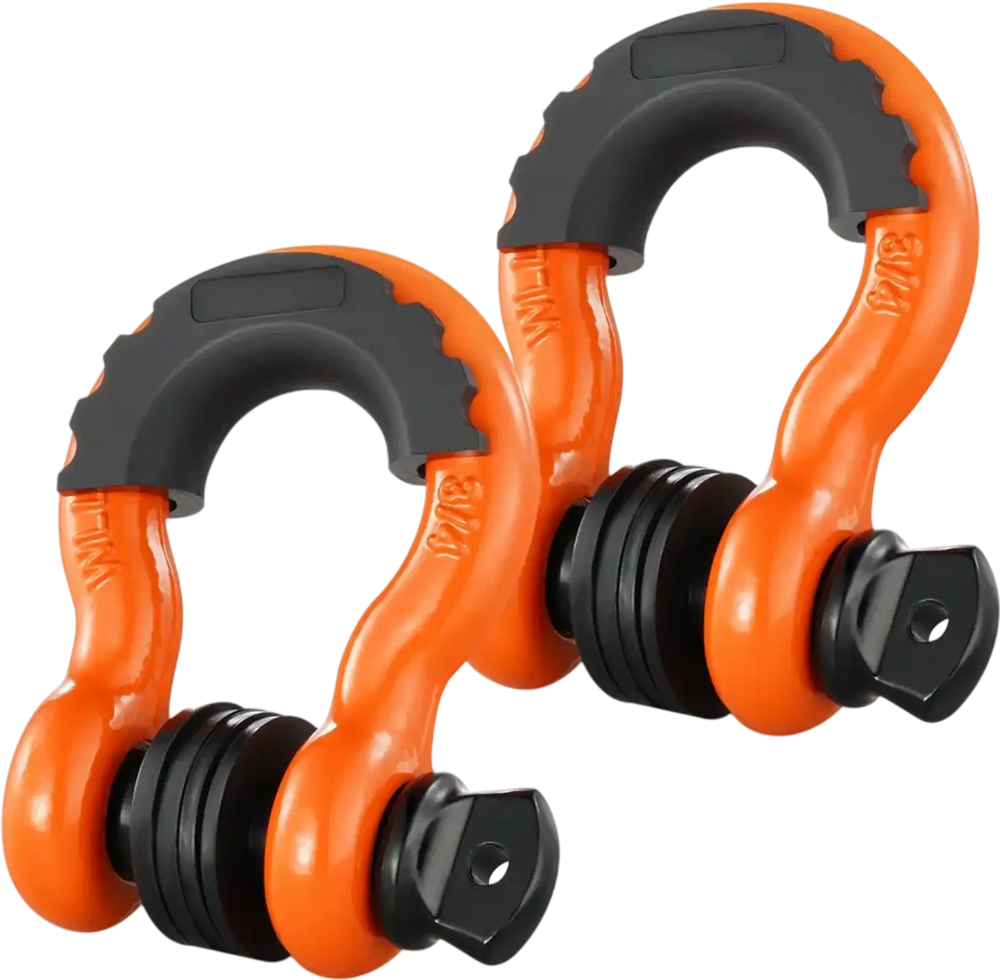 VEVOR 3/4" D-Ring Shackle, 2 Pack Alloy Steel Shackles 62832 lbs (28.5 Ton) Break Strength with 7/8" Screw Pin, Isolators & Washers, Heavy Duty Off Road Vehicle Recovery Shackle for Jeep Truck, Orange