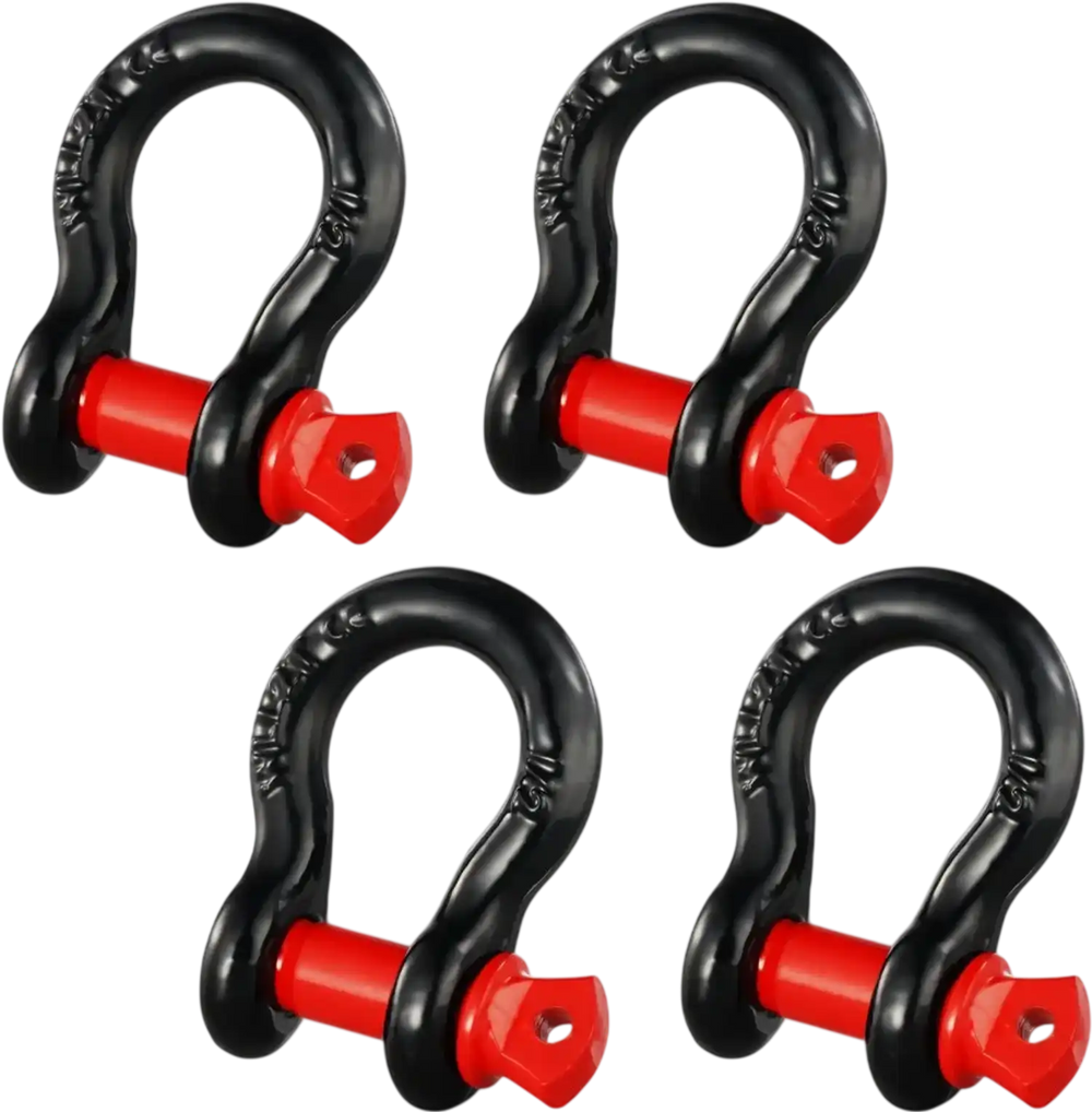 VEVOR 1/2" D-Ring Shackle, 4 Pack Alloy Steel Shackles 17637 lbs (8 Ton) Break Strength with 5/8" Screw Pin, Heavy Duty Off Road Vehicle Recovery Shackle, Towing Accessories for Jeep Truck, Black