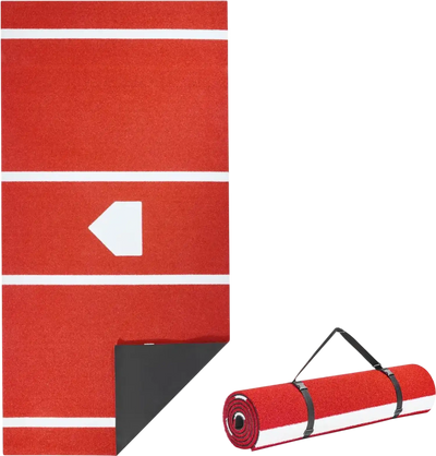 VEVOR Baseball Hitting Mat, 10x3.8 ft Batting Cage Mat, Batters Box Turf Mats, Softball Batting Practice Equipment with Home Plate and Anti Fade Turf, Portable Training Aid for Indoor Outdoor, Red
