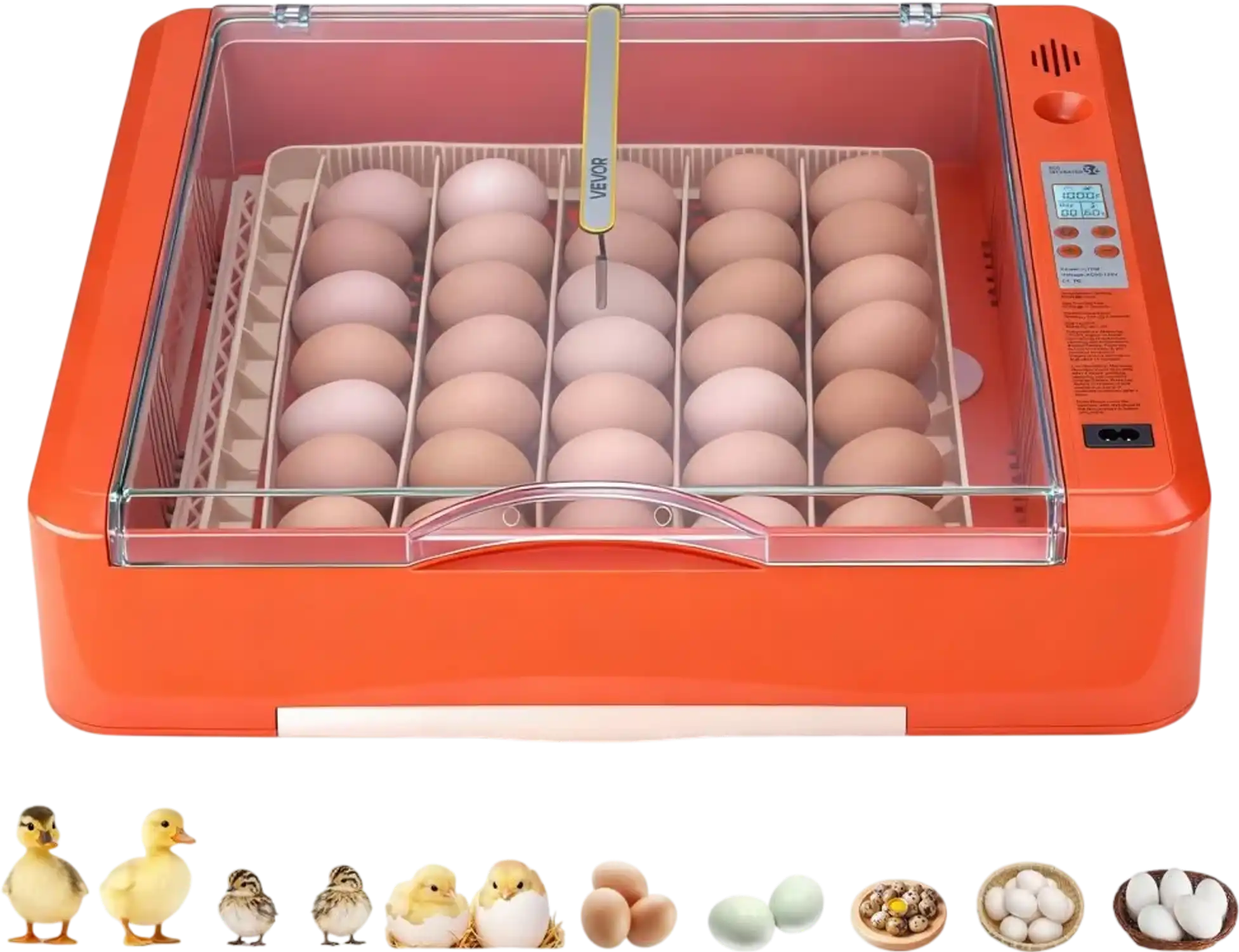 Vevor Egg Incubator 36 Egg Automatic Turner LED Candler Clear Window New