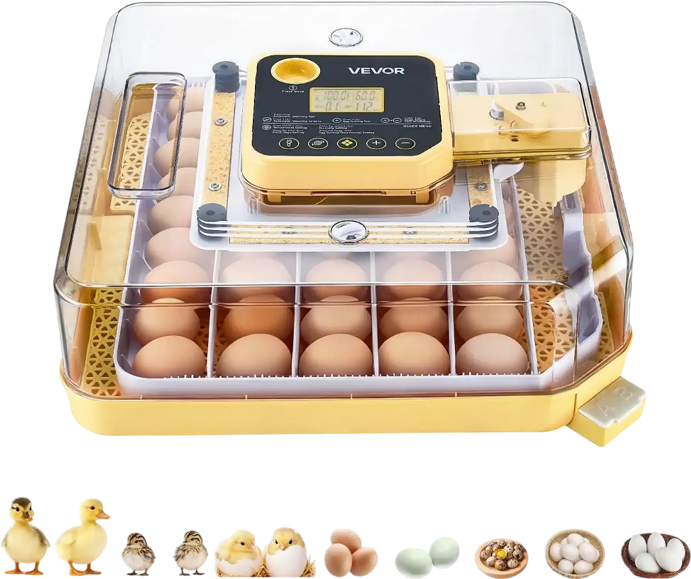 VEVOR 48 Egg Incubator, Automatic Egg Turner with LED Candler, Temperature Display & Auto Humidity Control, 360° View Clear Window, Poultry Eggs Incubator for Hatching Chicks Ducks Goose Quail