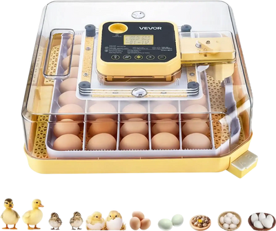 VEVOR 48 Egg Incubator, Automatic Egg Turner with LED Candler, Temperature Display & Auto Humidity Control, 360° View Clear Window, Poultry Eggs Incubator for Hatching Chicks Ducks Goose Quail