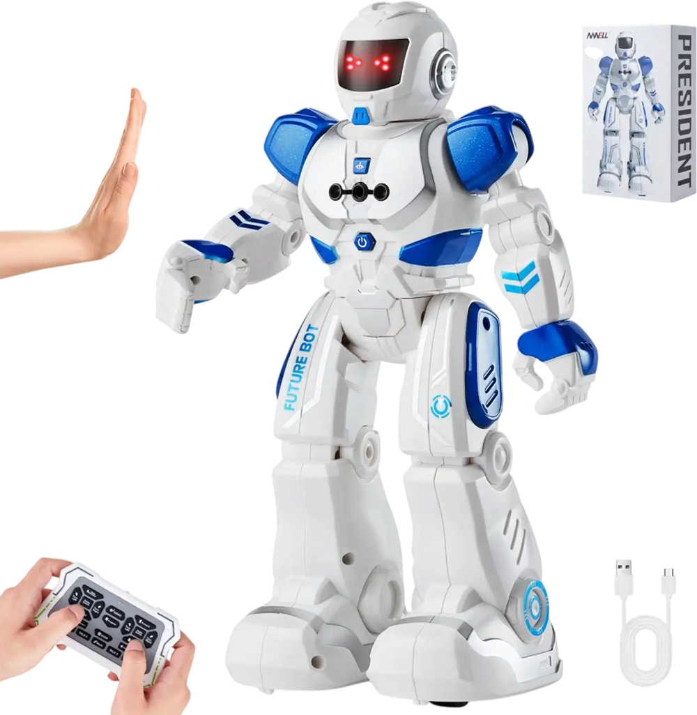 VEVOR RC Robot Toys for Kids, Gesture Sensing Programmable Remote Control Smart Robot, Interactive Walking Singing Dancing Robot for Age 3 4 5 6 7 8 10 12 Year Old Boys Girls Birthday Gift Present