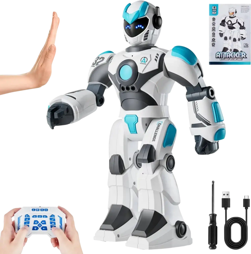 VEVOR RC Robot Toys for Kids, 2.4GHz Gesture Sensing Programmable Remote Control Smart Robot with Voice Control, Interactive Singing Dancing Robot for Age 6 7 8 10 12 Year Old Boys Girls Birthday Gift