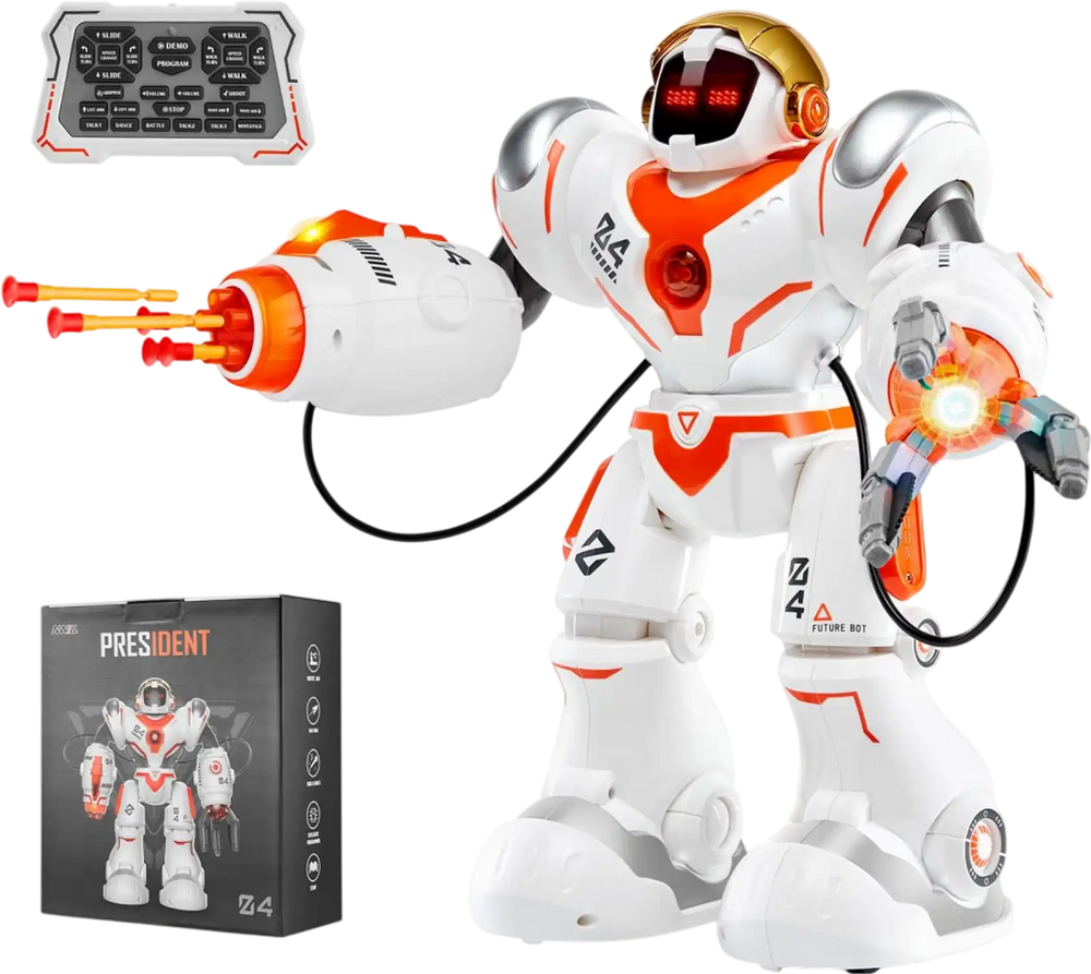 VEVOR RC Robot Toys for Kids, Battle Mode Programmable Remote Control Smart Robot with Bullets, Interactive Walking Dancing Robot for Age 3 4 5 6 7 8 10 12 Year Old Boys Girls Birthday Gift Present