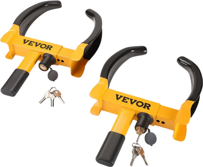 VEVOR Wheel Lock, 2 Packs Universal Wheel Clamp Lock, Adjustable Anti Theft Trailer Lock Wheel Clamp, Heavy-duty Steel Tire Lock for ATV RV SUV Car Golf Cart Boats Motorcycles, with 6 Keys