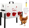 VEVOR Automatic Chicken Feeder, 30 lbs Capacity, 6 Feeding Ports No-Waste Poultry Feeder, Automatic Gravity, with Adjustable Height & Locking Lid, Metal Construction, for Chickens Bantams Pheasants