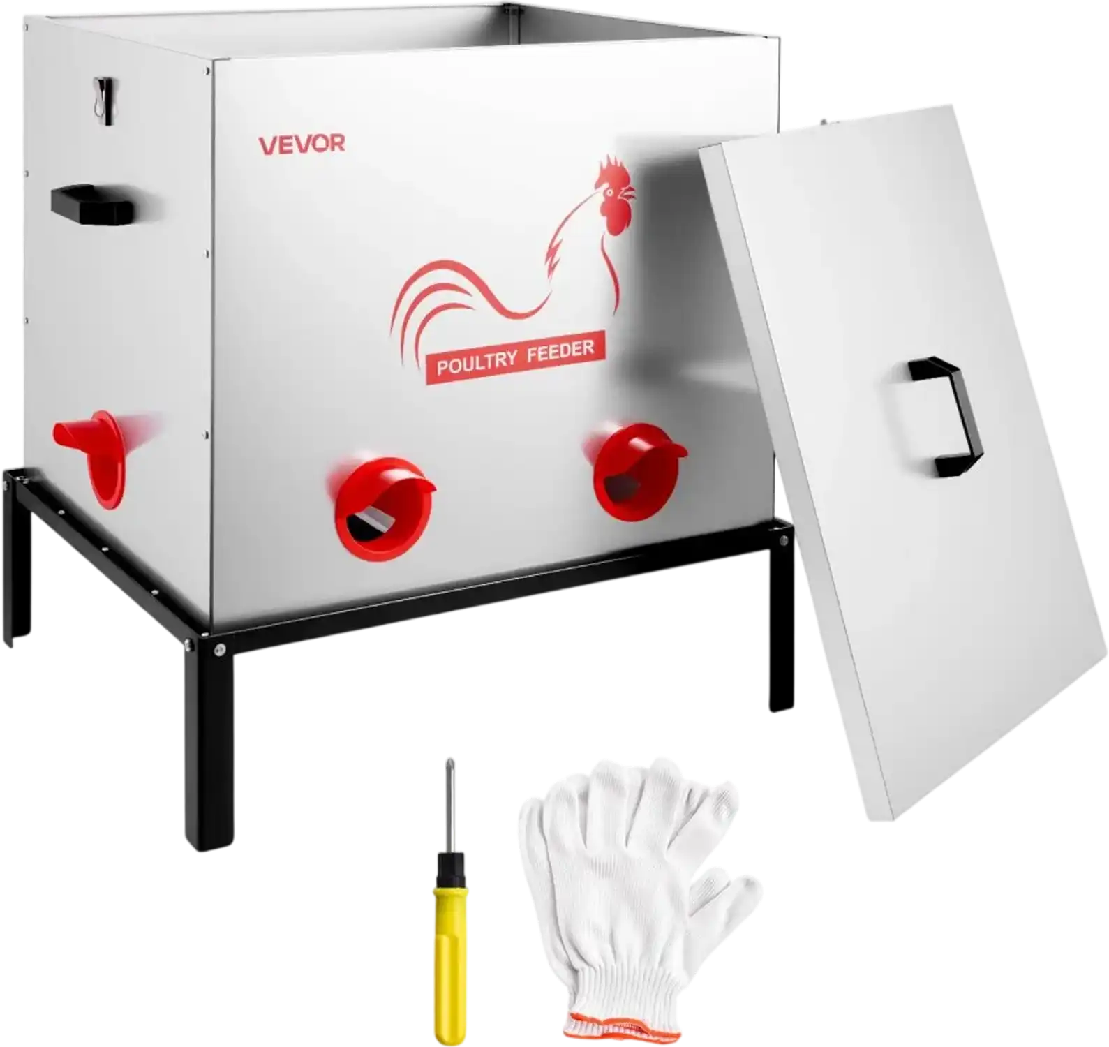 Vevor Automatic Chicken Feeder 85 lbs 6-Port No-Waste Poultry Feeder New