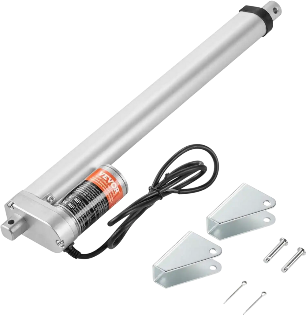 VEVOR Linear Actuator 12V, 12 Inch High Load 330lbs/1500N Linear Actuator, 0.19"/s Linear Motion Actuator with Mounting Bracket and IP54 Protection