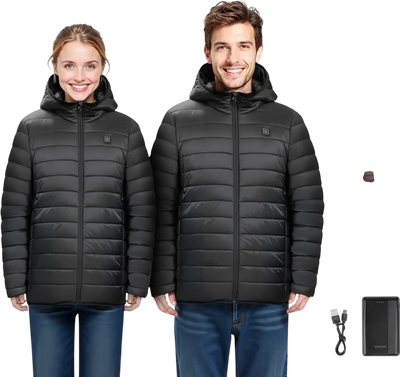 Vevor Heated Jacket Men's Soft Shell 7.4V Battery Black L New