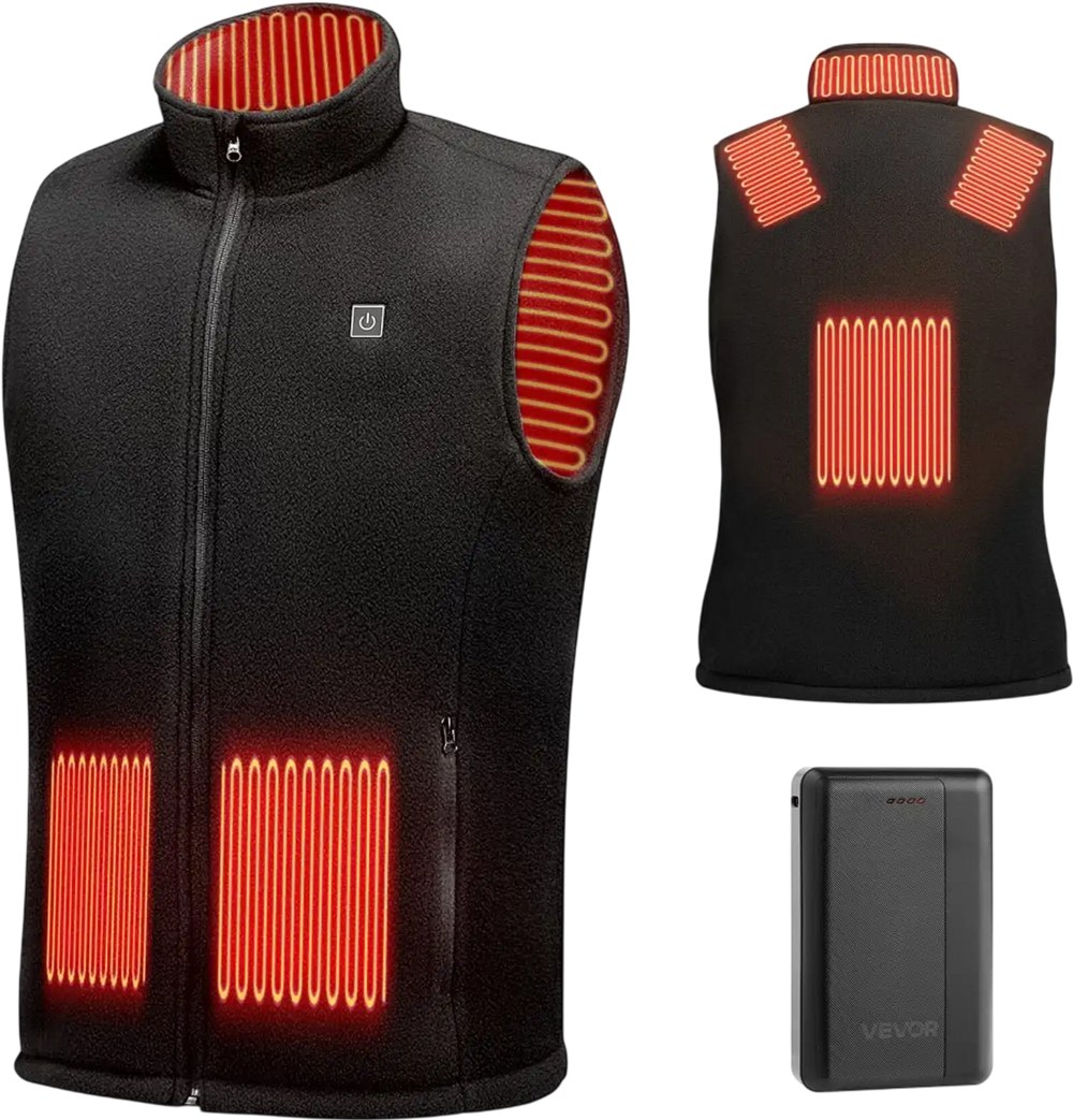 VEVOR Heated Vest, Men Electric Heating Vest with 16000 mAh Battery Pack, 6 Heating Zones Lightweight Rechargeable Winter-Vest with 3 Levels, for Outdoor Hiking Camping Fishing Skiing, Size XL