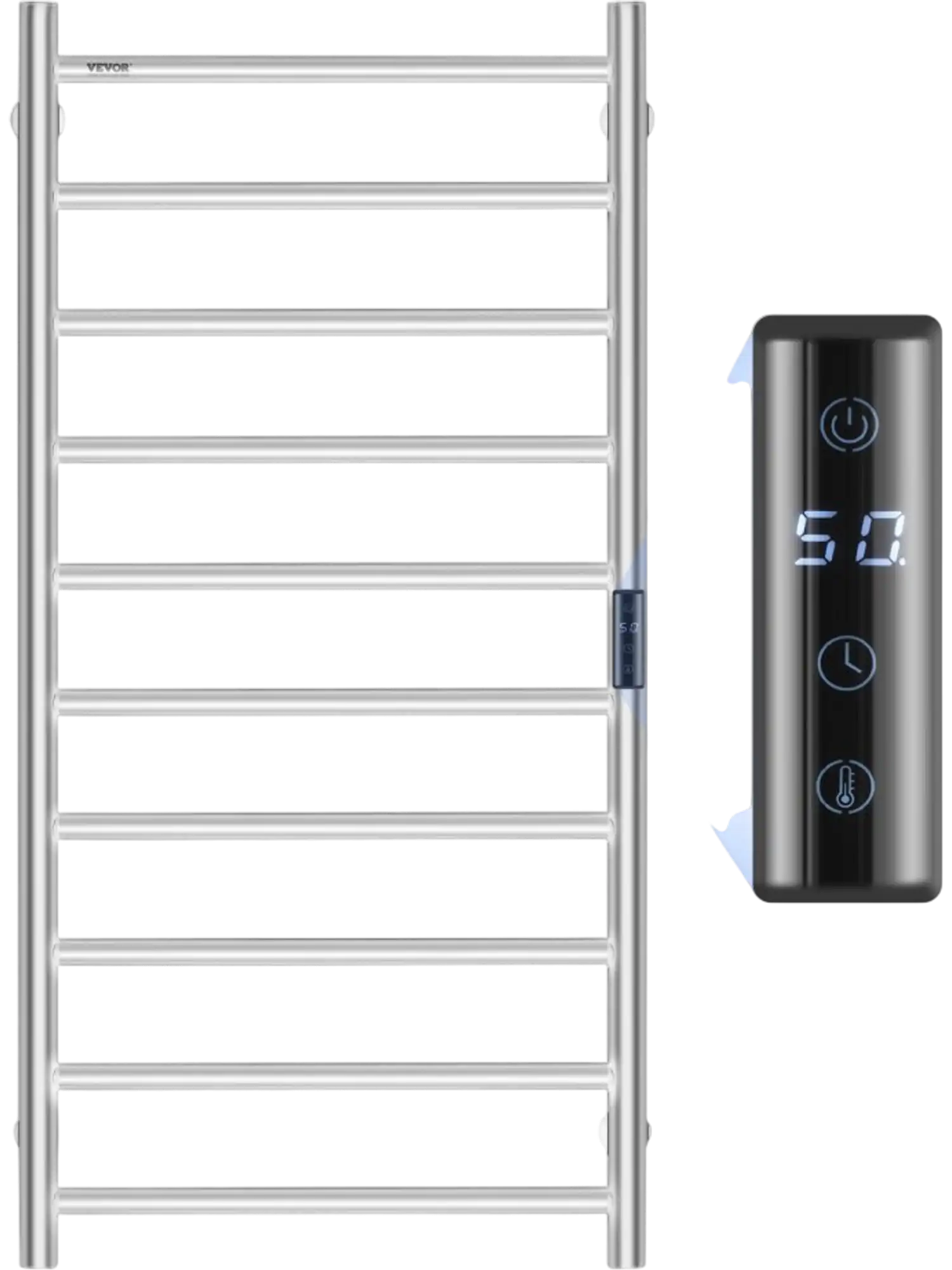 Vevor Towel Warmer Rack 10-Bar Wall Mounted Heated Bathroom Silver New