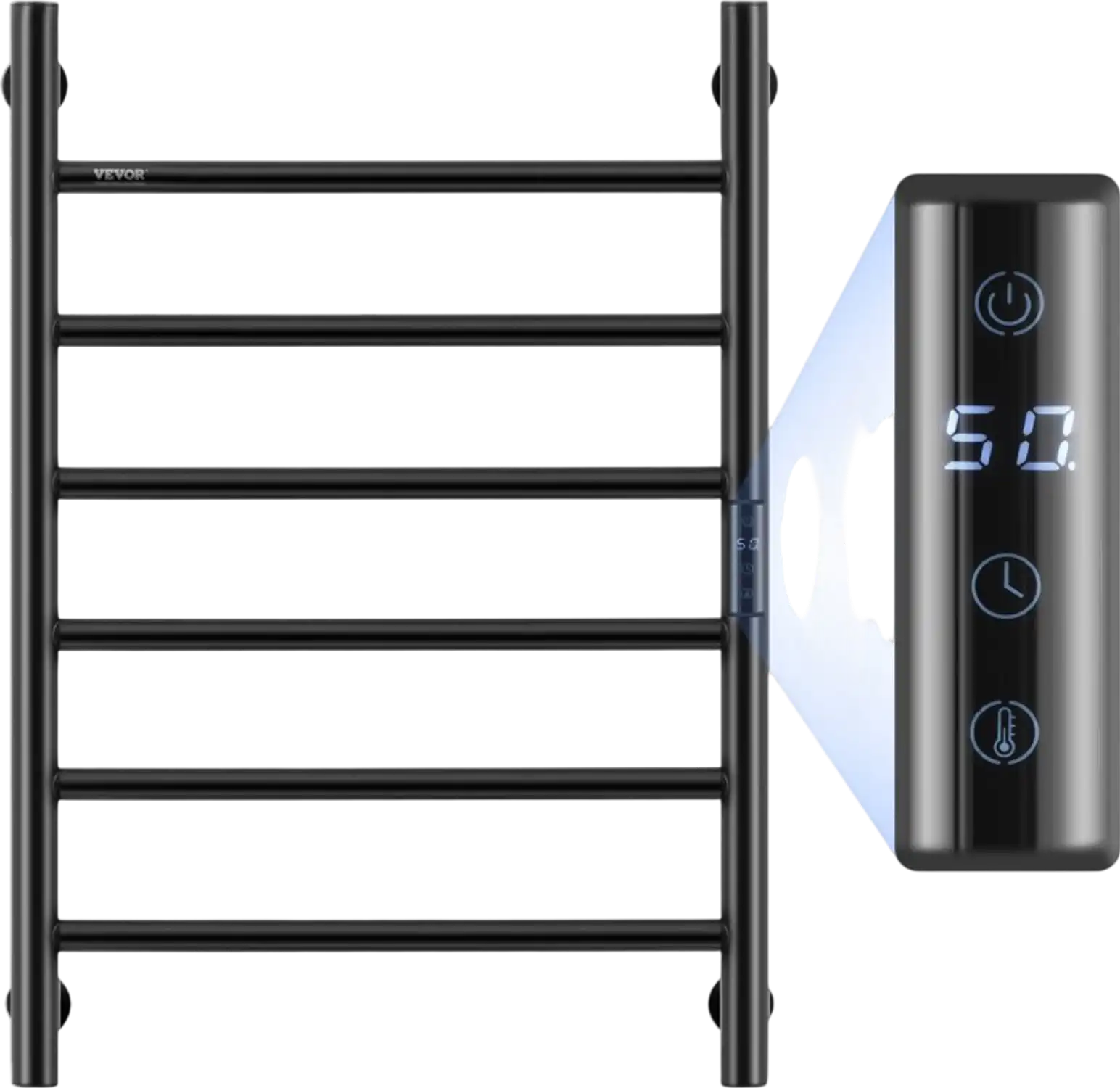 Vevor Towel Warmer Rack Wall-Mounted 6-Bar Heated Bathroom Black New