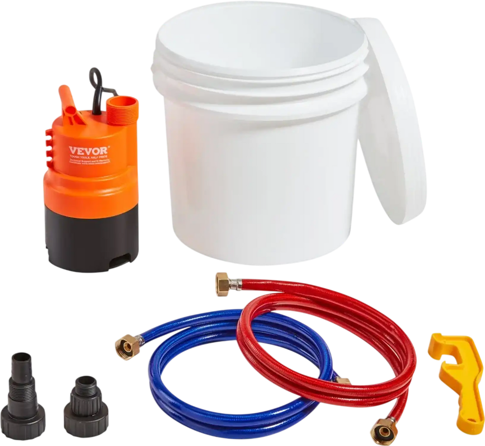 VEVOR Tankless Water Heater Flushing Kit, Includes Efficient Pump & 3.7 Gallon Pail & 2 Hoses, Wrench and Adapter for Quick Install,  Easy to Start Water Heater Flush Descale Kit Anti-corrosion