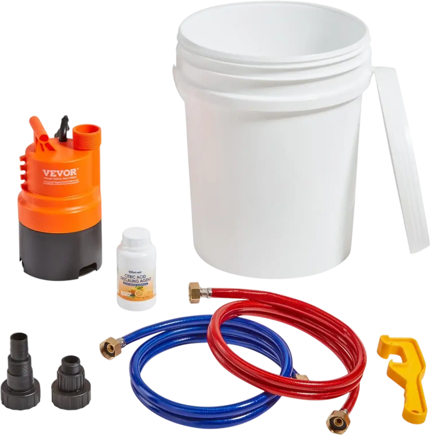 Vevor Water Heater Flushing Kit Tankless Descaling Pump 5 Gallon Pail 2 Hoses New