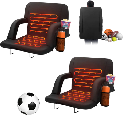 Vevor Stadium Seat Double Heated Reclining Bleacher Chair with Back Support 2 Set New