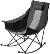 VEVOR Heated Camping Chair, 3 Heating Settings, Large-Sized Padded Folding Rocker, Heavy Duty Outdoor Lawn Chairs with Pocket & Cupholder, Support 225lbs, Portable Heated Chair for Sports Winter Use
