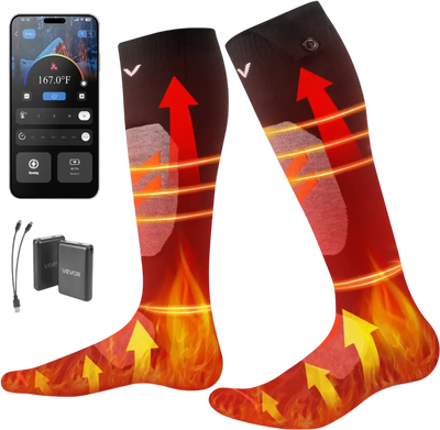 Vevor Heated Socks Rechargeable 5000mAh Battery Powered Foot Warmer Size L New